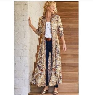 Soft Surroundings button front floral maxi dress